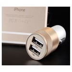 Double Adaptateur Prise Allume Cigare Usb Pour Wiko View 3 Smartphone 2 Ports Voiture Chargeur Universel Couleurs - Or