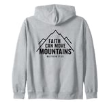 Faith Can Move Mountains Minimalist Design Christian Apparel Zip Hoodie