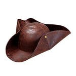 Widmann 1417P - Chapeau de pirate à trois pointes, effet simili-cuir, accessoire de costume pour carnaval et fêtes à thème, brun
