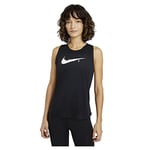 NIKE Women's Swoosh Run Shirt, Black/Reflective Silv, M UK