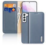Samsung Galaxy S22 Plånboksfodral - Dux Ducis Äkta Läder Isblå (RFID Skydd)