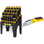 062142 Screwdriver Set in Rack, 26 Piece & 0-10-825 FATMAX Retractable Folding Knife, Yellow/Silver