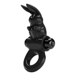 Pretty Love Black Exciting Waterproof Rabbit Vibrating Cock/Penis Ring Sex Toy