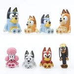 8 st Bluey Playtime Leksaker Anime Ledade Rörliga Actionfigur Modell Gåvor Figurer one size