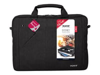 Port Designs Sydney Top Loading Shoulder Bag Case for 13.3/14-Inch Laptops with Smartphone Tech Accessories Pocket and Adjustable Shoulder Strap, Black