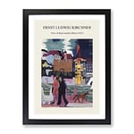 View Of Basel And The Rhine By Ernst Ludwig Kirchner Exhibition Museum Painting Framed Wall Art Print, Ready to Hang Picture for Living Room Bedroom Home Office Décor, Black A4 (34 x 25 cm)