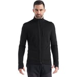 Icebreaker Merino Men's Quantum Iii Long Sleeve Wool Athletic Full Zip Sweater Sweatshirt, Black, Large