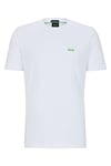 BOSS Mens Tee Contrast-Logo T-Shirt in Stretch Cotton White