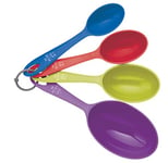 KitchenCraft Colourworks 4 Piece Measuring Cup Set, Multi-Coloured Plastic Rainbow Scoops/Spoons Kitchen Utensils, Accessories for Cooking and Baking