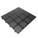 Gulvplater multi-klikk svart plast 30 x 30 cm 11-pk.