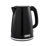 Geepas 1.7L Cordless Electric Kettle | 3000W Textured Premium Kettle with 360° Rotational Base | Concealed Heating, Otter Control l Space Saving Cord Storage & LED Indicator | 2 Year Warranty, Black