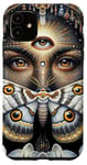 Coque pour iPhone 11 Moth lunaire abstrait céleste, fleur sauvage et yeux maléfiques