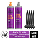 Bed Head by TIGI Serial Blonde Shampoo & Conditioner Set with Free Clips 2x600ml