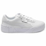 Womens Puma White Cali Leather Trainers Court Lace Up