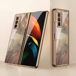 BaiFu Case for Samsung Galaxy Z Fold2 5G Cases Ultra-Thin PC + 9H Tempered Glass Phone Cover for Samsung Galaxy Z Fold2 5G, Champagne