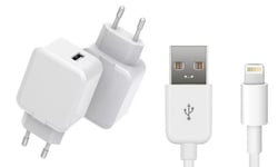USB Charger för iPhone & iPad 12W, Single USB-A med 1 m lightning Cable