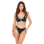 Kotek Blackelia Wetlook Set med BH och String - Black - S/M