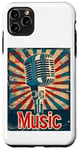Coque pour iPhone 11 Pro Max Microphone chanteur vintage rétro chanteur