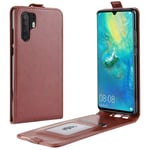 Suhctup Compatible with Redmi Note 8 Pro Case,Vertical Leather Flip Cover Durable Soft TPU Frame [with Card Slots] Wallet Slim Fit Protective Cover -Brown