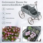 Blomstativ trävagn växtvagn blomstervagn med metallhjul 62 x 34 x 60 cm grå