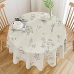 Galaxy Rund bordsduk i bomull och linne med tryck, 150 cm, beige, dammtät duk