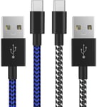 PS5 Controller Charger Cable [2 Pcs 3M], Nylon Braided USB Type-C High Speed Sync Charging Cord Compatible for Switch Pro/Nintendo Switch, Xbox Series X/S Controller, Cellphone, Laptop（Black &Blue）