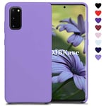 OJBKase Case Compatible with Samsung Galaxy S20,Liquid Silicone Anti-Slip TPU Silky Touch Gel Rubber Slim Fit Case with Soft Microfiber Cloth Lining Cushion Cover (Light Purple)