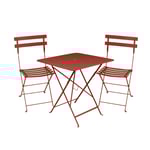 Fermob - Bistro matgrupp bord 71cm & 2 metall stolar red ochre - Matgrupper utomhus