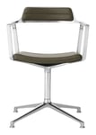 Vipp 452 Snurrstol Med Fötter - Polerad Aluminium/Bosco Läder