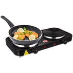 2000W Hot Plate Electric Cooker Double Portable Table Top Hob 5 Power Levels UK