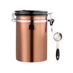 Stainless Steel Airtight Coffee Canister, 1500ml Vacuum Sealed Container with Cantilever Lid, Coffee Storage with Valve Filters and Date Tracker, Measuring Scoop - Rose Gold