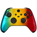 eXtremeRate Tri-Color Gradient Glossy Replacement Part Faceplate, Chrome Cyan Gold Red Housing Shell Case for Xbox Series S & Xbox Series X Controller Accessories - Controller NOT Included