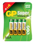 GP Super Alkaline batterier AAA 4+4