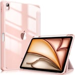 FINTIE Coque pour iPad Air 11 Pouces 2024 M2 / iPad Air 5 2022 / iPad Air 4 2020 10.9" - [Rangement de Stylet] Housse Transparente Claire Etui Antichoc Veille/Réveil Auto, Or Rose