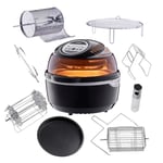 Cooks Professional Air Fryer Halogen Oven Rotisserie with Digital LCD Display, Healthy Oil Free Low Fat Cooking, 10L, 1300W & 9 Accessories