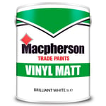 5lt Macpherson Trade Vinyl Matt Emulsion Paint Brilliant White 4 Walls Ceilings