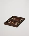 Manopoulos Small Leatherette Backgammon Set Caramel Brown