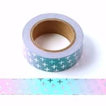 Pink and Blue Washi Tape with Silver Foil Embossed Crosses Decorative Cross Masking Tape 15mm x 10 Meters