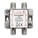 Metronic 336303 - Distributeur TV, séparateur coaxial, DVB-T2 et satellite, répartiteur antenne TV, blindé, métallique 1 entrée - 3 sorties F