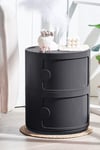 2 Layers Black Round Storage Drawer Bedside Table Coffee Table