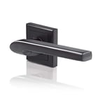 Yale Siena Matt Black Door Handle for Indoor Wooden Door, Stylish Modern Easy Fit Handle with All Fixtures Supplied, Euro Profile Cylinder Keyhole Cover Included