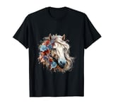 Floral Wild Horse Country Horse Riding T-Shirt