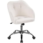 Yaheetech Chaise de Bureau Fauteuil Ergonomique Pivotante Dossier Inclinable à 360° avec Hauteur d'Assise Réglable pour la Maison/Le Bureau Ivoire