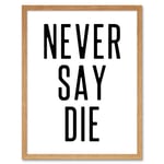 Never Say Die Inspirational Positive Motivational Gym Workout Living Room Aesthetic Art Print Framed Poster Wall Decor 12x16 inch