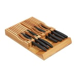 Relaxdays range couteaux de cuisine bambou, support couteaux pour 17 couteaux, bloc tiroir, 5 x 43 x 28,5 cm, nature
