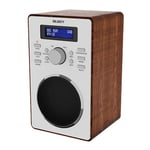 Majority Barton Radio, DAB, DAB+ Digital and FM, Retro Design, Mains Powered, Dual Alarm, Sleep Timer, 20 Preset Stations, 3.5mm Headphone Jack, Snooze Function, LCD Display – Walnut