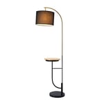 VERSANORA Teamson Home, Danna Arc Floor Lamp, 35 x 35 x 165.1 cm, Metal, with USB Port, Wood Table and Marble Base, Living Room, Black/Gold, VN-L00071B-UK