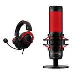 HYPERX Cloud II – Gaming Headset PC/PS4/PS5, Red & 4P5P6AA QuadCast – Standalone Microphone for streamers, content creators and gamers PC, PS4, and Mac, Black
