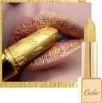 OULAC Metallic Shine Glitter Lipstick, Gold High Impact Lipcolor, Lightweight So