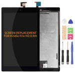 Compatible For Amazon Kindle Fire HD8 8th 2018 Screen Replacement HD 8 L5S83A LCD Display Touch Digitizer Sensor Glass Kits (Black No Frame)
